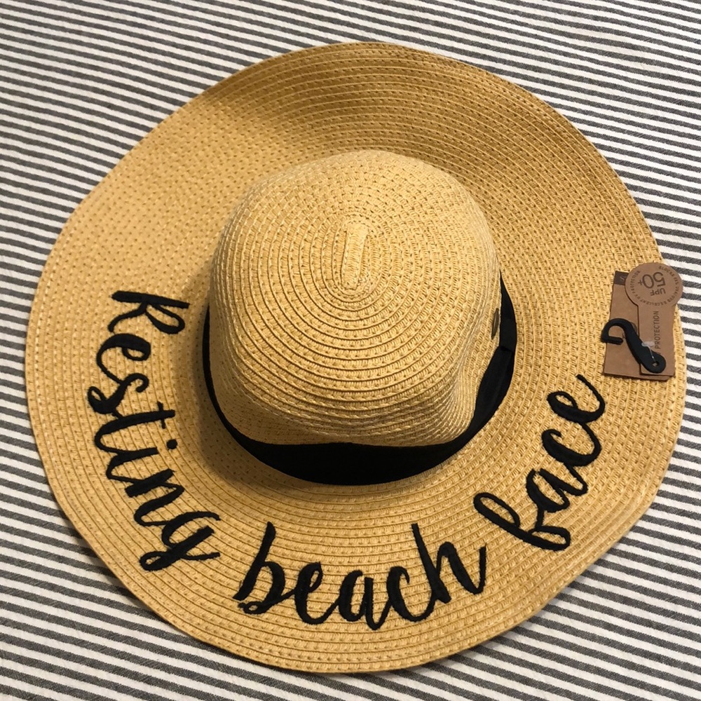 Resting Beach Face straw hat, NWT